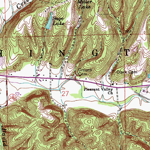 Topographic Map of Crouch Cemetery, IN