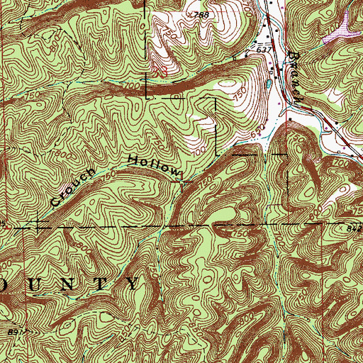 Topographic Map of Crouch Hollow, IN