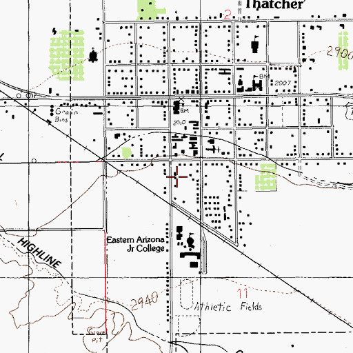 Topographic Map of Eastern Arizona College, AZ