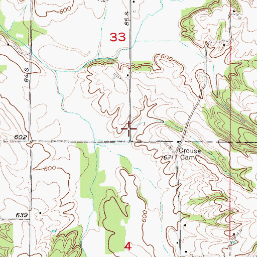 Topographic Map of Crouse Cemetery, IN