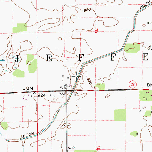 Topographic Map of Crum Ditch, IN