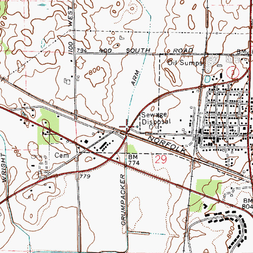 Topographic Map of Crumpacker Arm, IN