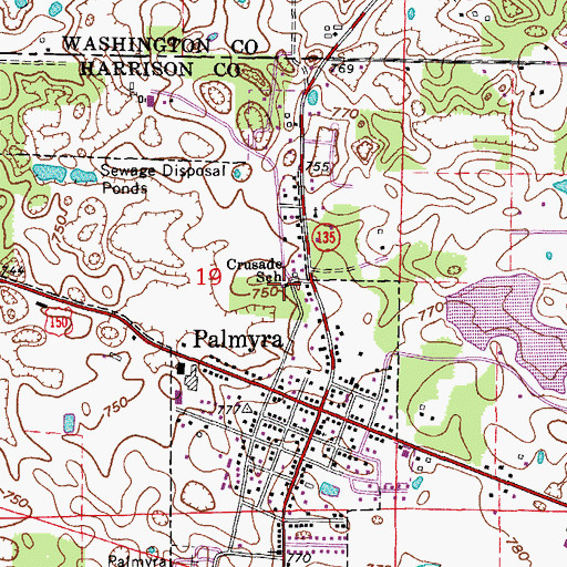 Topographic Map of Crusade School, IN