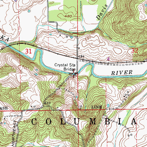 Topographic Map of Crystal Station Bridge, IN