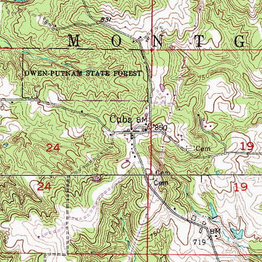 Topographic Map of Cuba, IN