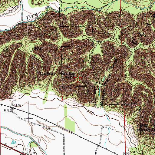 Topographic Map of Cubby House Hill, IN
