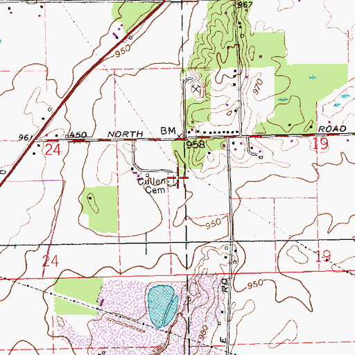 Topographic Map of Cullen Cemetery, IN