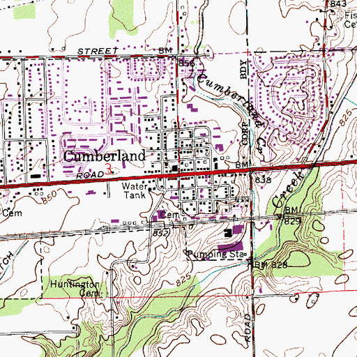 Topographic Map of Cumberland, IN