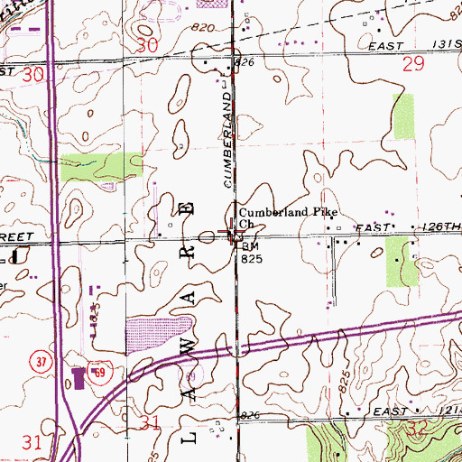 Topographic Map of Cumberland Pike Church, IN