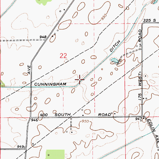Topographic Map of Cunningham Ditch, IN