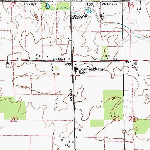 Topographic Map of Cunningham Elementary School, IN