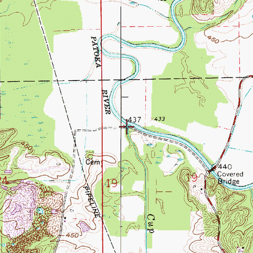 Topographic Map of Cup Creek, IN