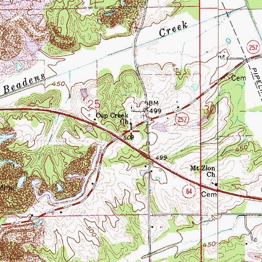 Topographic Map of Cup Creek Church, IN