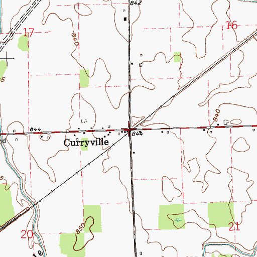 Topographic Map of Curryville, IN