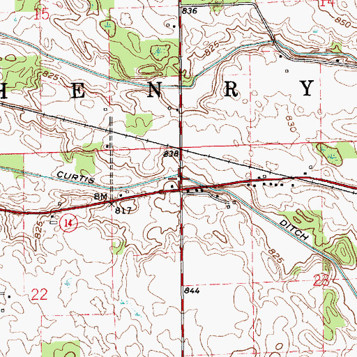 Topographic Map of Curtis Ditch, IN