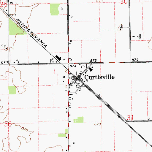 Topographic Map of Curtisville, IN