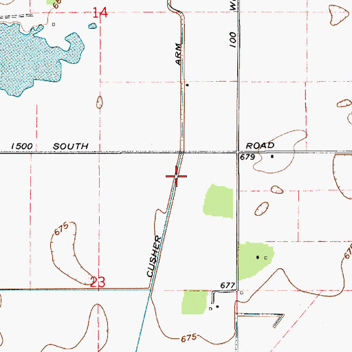 Topographic Map of Cusher Arm, IN