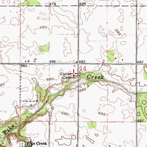 Topographic Map of Cutler Cemetery, IN
