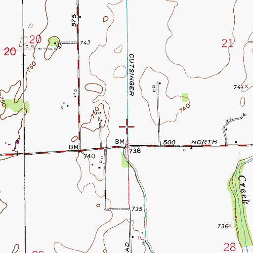 Topographic Map of Cutsinger Ditch, IN