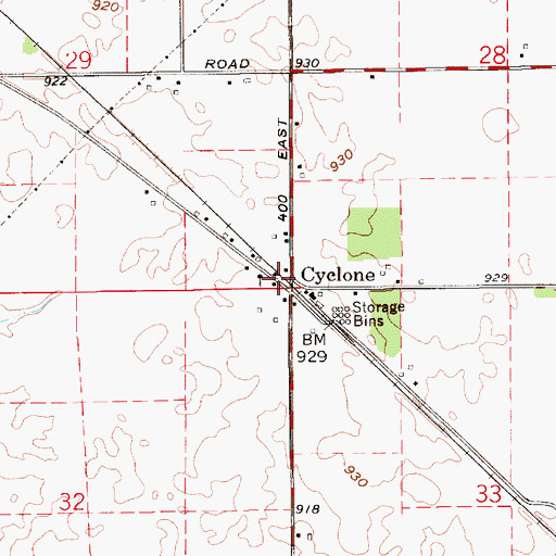 Topographic Map of Cyclone, IN