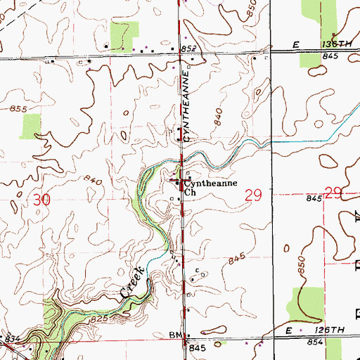 Topographic Map of Cyntheanne Church, IN