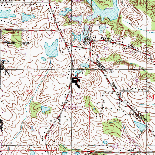 Topographic Map of Cynthia Heights Elementary and Junior High School, IN