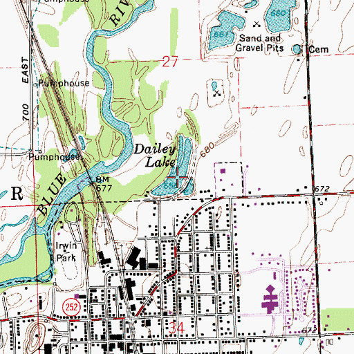 Topographic Map of Dailey Lake, IN