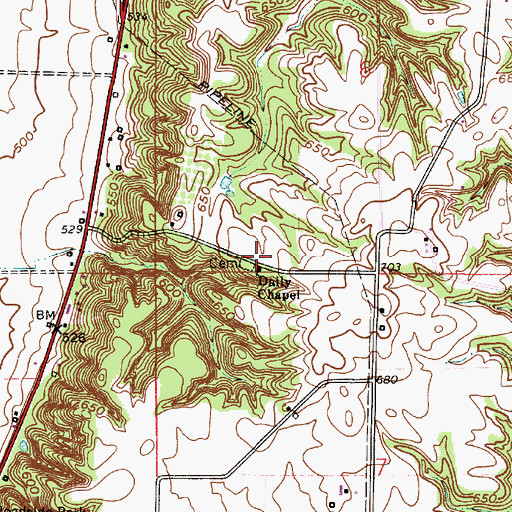 Topographic Map of Daily Chapel, IN