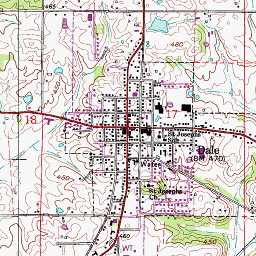 Topographic Map of Dale, IN