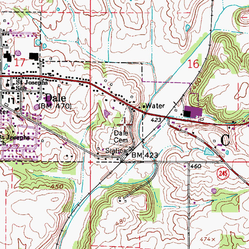 Topographic Map of Dale Cemetery, IN