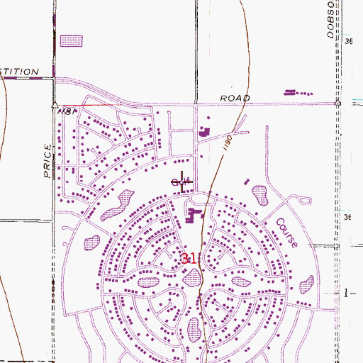 Topographic Map of Sun Lakes Golf Course, AZ