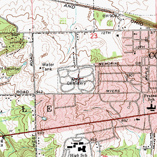 Topographic Map of Dale Cemetery, IN