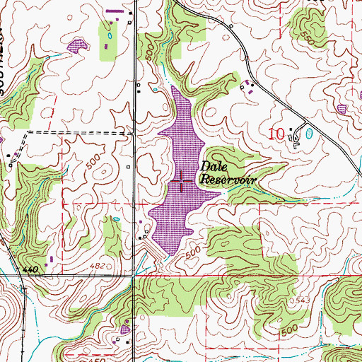 Topographic Map of Dale Reservoir, IN