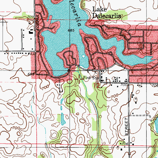 Topographic Map of Lake Dalecarlia, IN