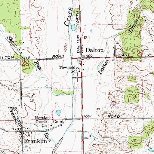 Topographic Map of Dalton Drain, IN