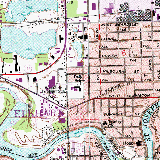 Topographic Map of Mary L Daly Elementary School, IN