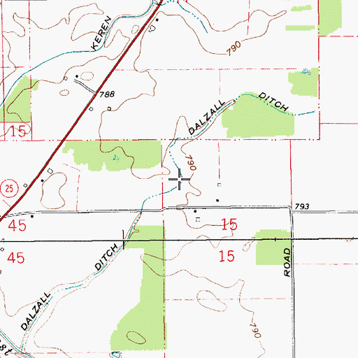 Topographic Map of Dalzall Ditch, IN