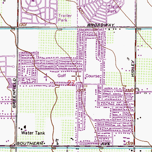 Topographic Map of Sunland Village Golf Course, AZ