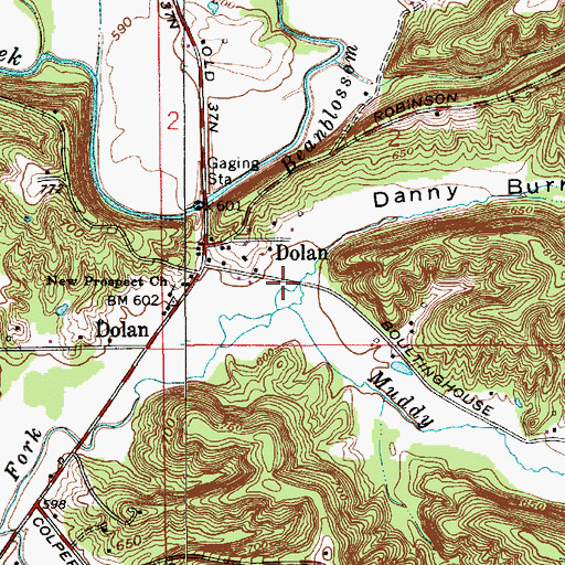 Topographic Map of Danny Burr Hollow, IN