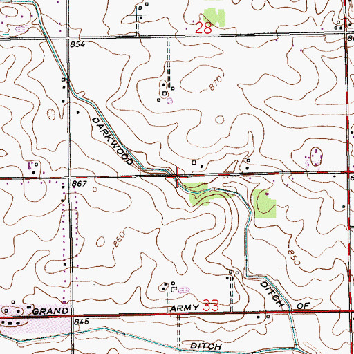 Topographic Map of Darkwood Ditch, IN