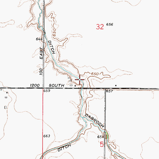 Topographic Map of Darroch Ditch, IN