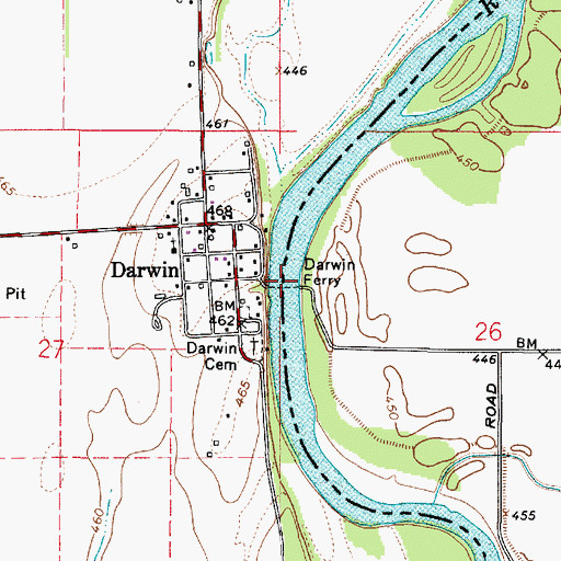 Topographic Map of Darwin Ferry, IN