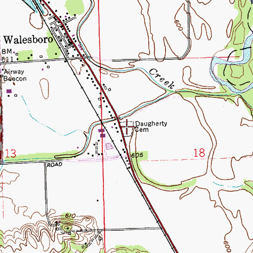 Topographic Map of Daugherty Cemetery, IN
