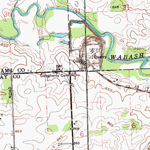 Topographic Map of Daugherty Cemetery, IN
