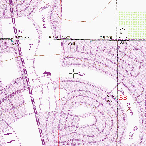 Topographic Map of Union Hills Golf Course, AZ