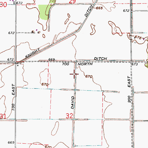 Topographic Map of David Ditch, IN