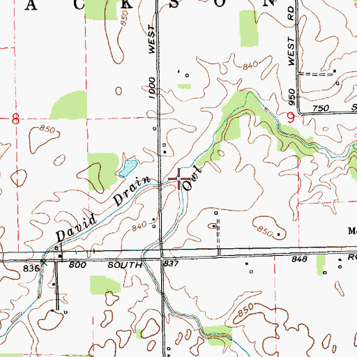 Topographic Map of David Drain, IN