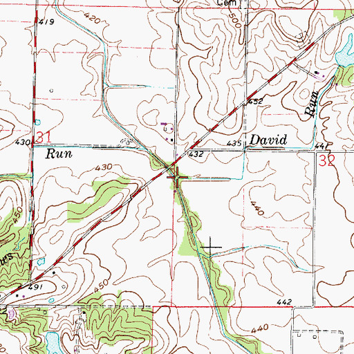 Topographic Map of David Run, IN