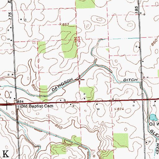 Topographic Map of Davidson Ditch, IN