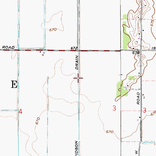 Topographic Map of Davidson Drain, IN